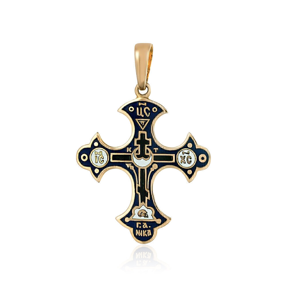 Купить Крест из красного золота с эмалью (21240)